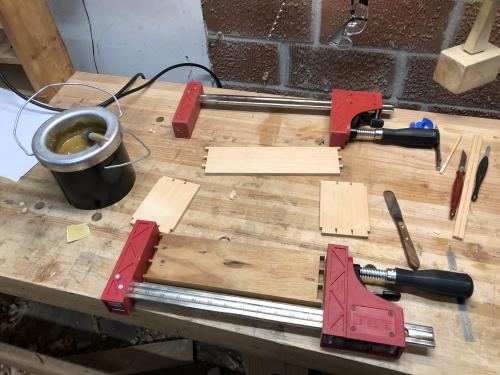 Drawer Glue-up, Door Hung, Hardware On