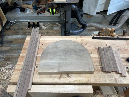 A walnut stick chair, in progress August 2025.